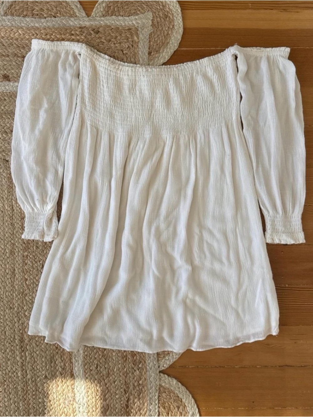 Cream Caren Forbes off the shoulder bohemian summer dress